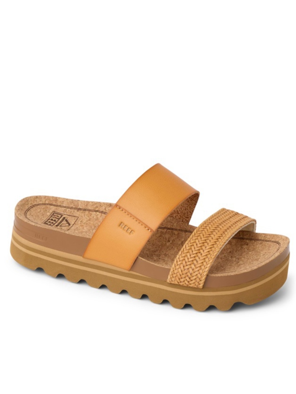 Reef Cushion Vista Hi Natural Braid Tan Cushion Cork Platform Sandals